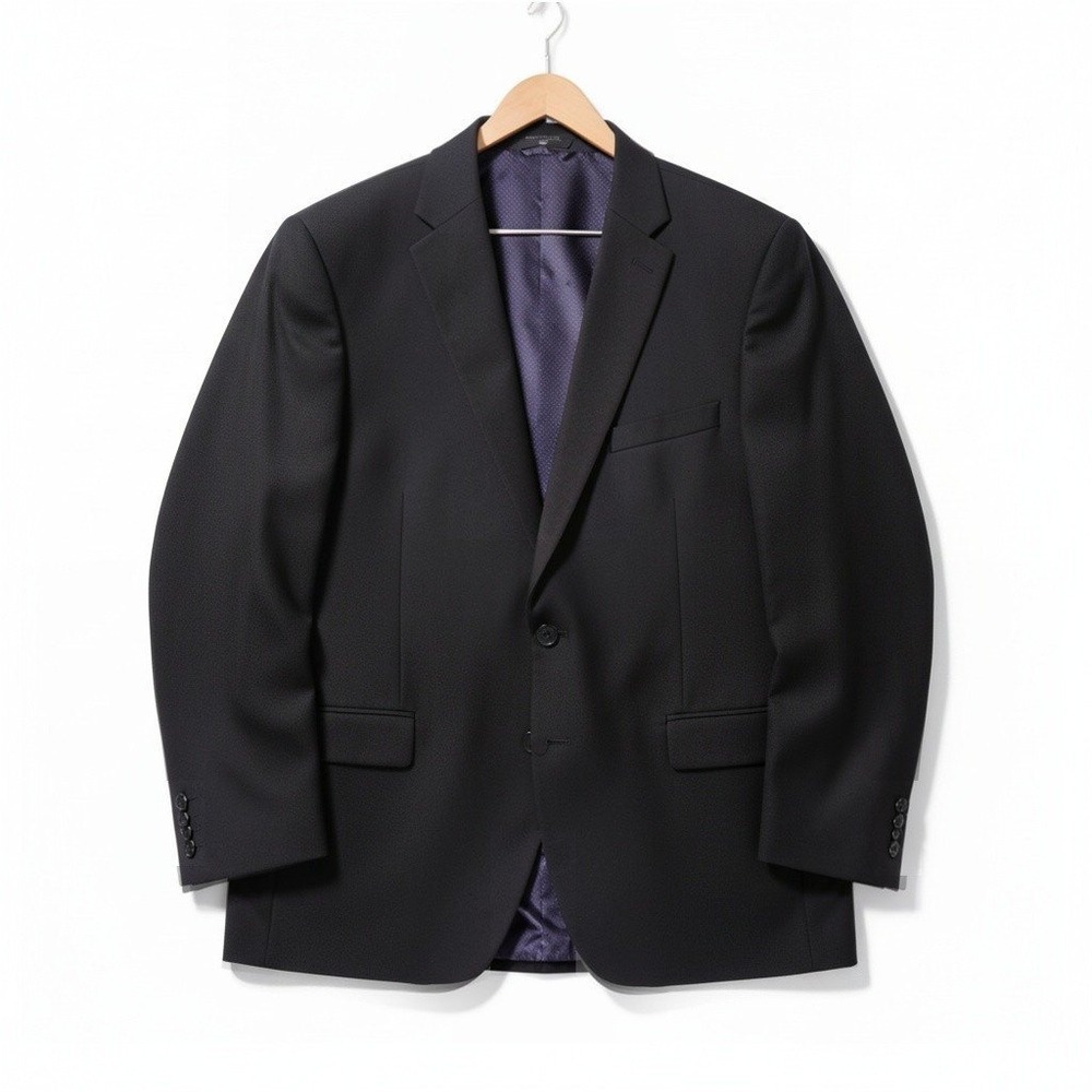 Shaquille O'Neal XLG Mens Black Two Button Suit Jacket Blazer Sz 54L